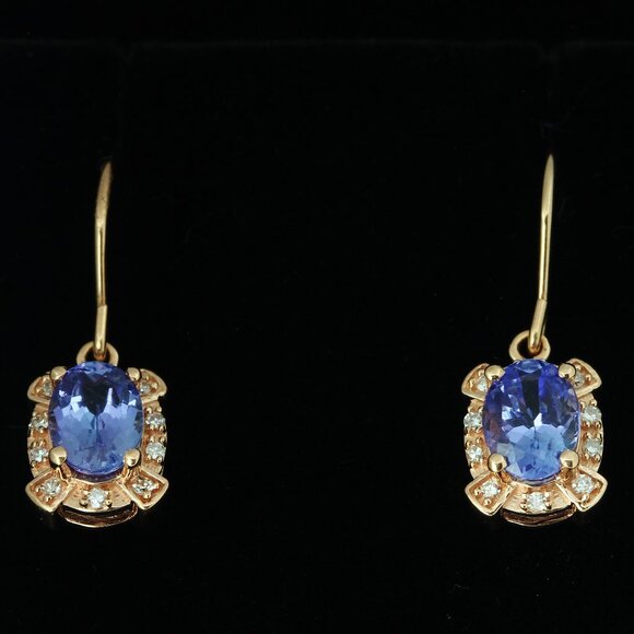 (Certified + warranty) Effy 14K Gold 1.62 Tanzanite & Diamond Fancy Earrings - Picture 3 of 6